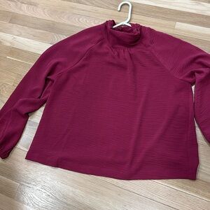 Evereve Burgundy Mock Tneck Blouse